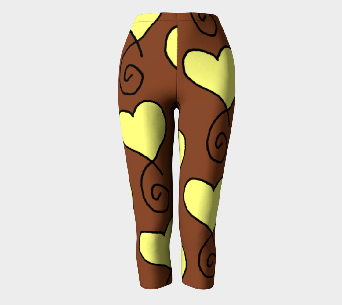 Brown with Light Yellow Hearts Capris preview #2