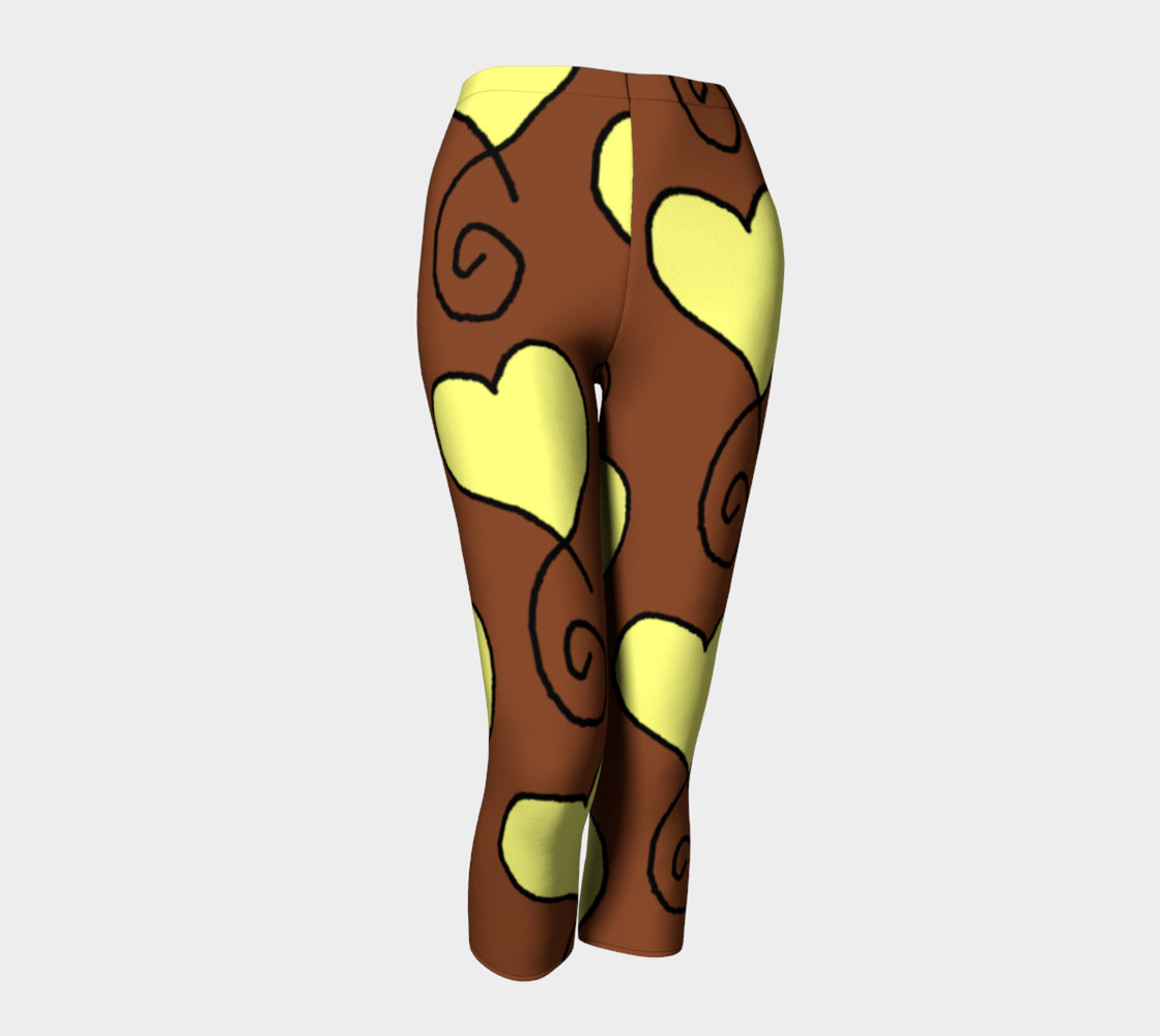 Brown with Light Yellow Hearts Capris preview #1