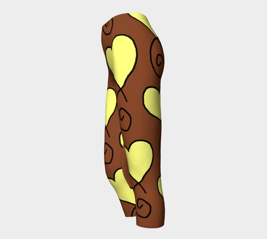 Brown with Light Yellow Hearts Capris preview #3