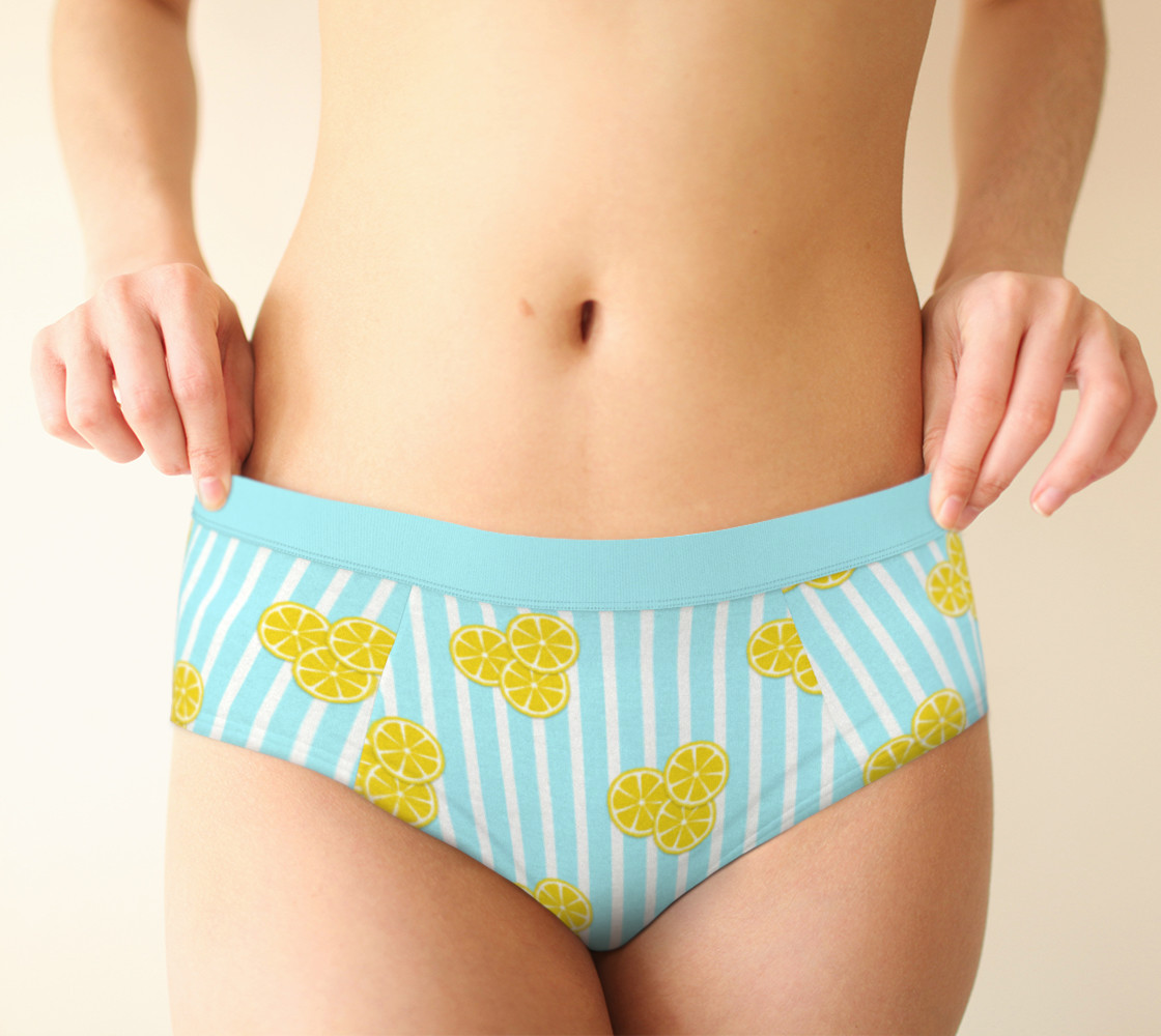 Lemon Slices on Light Blue Stripes preview #1