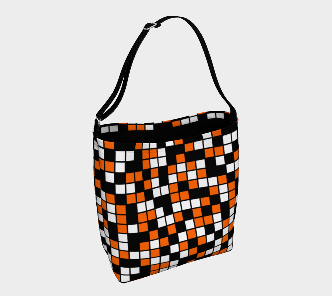 Aperçu de Orange, Black, and White Random Mosaic Squares #1