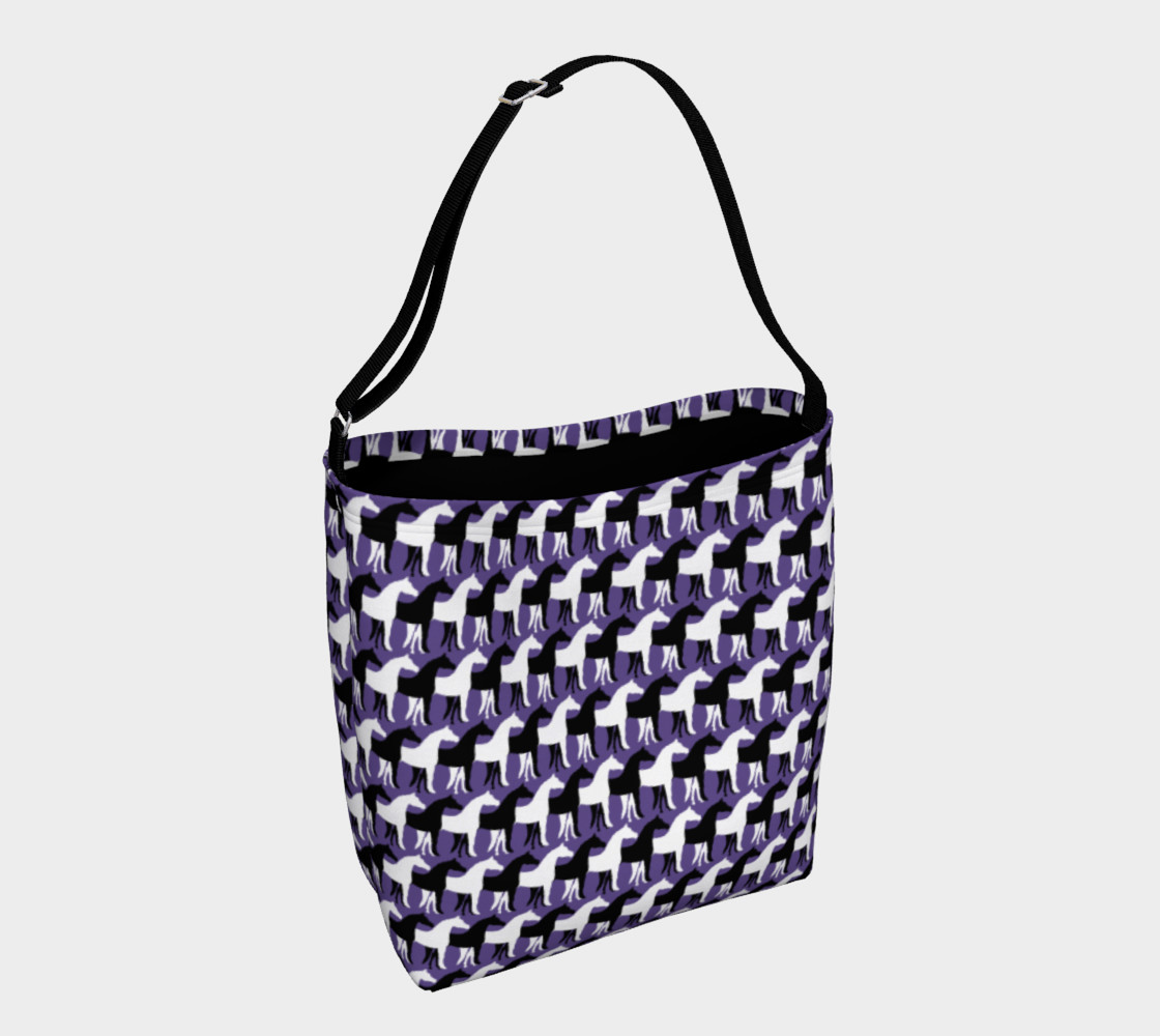 Aperçu de Black and White Overlapping Horses on Ultra Violet Purple #1