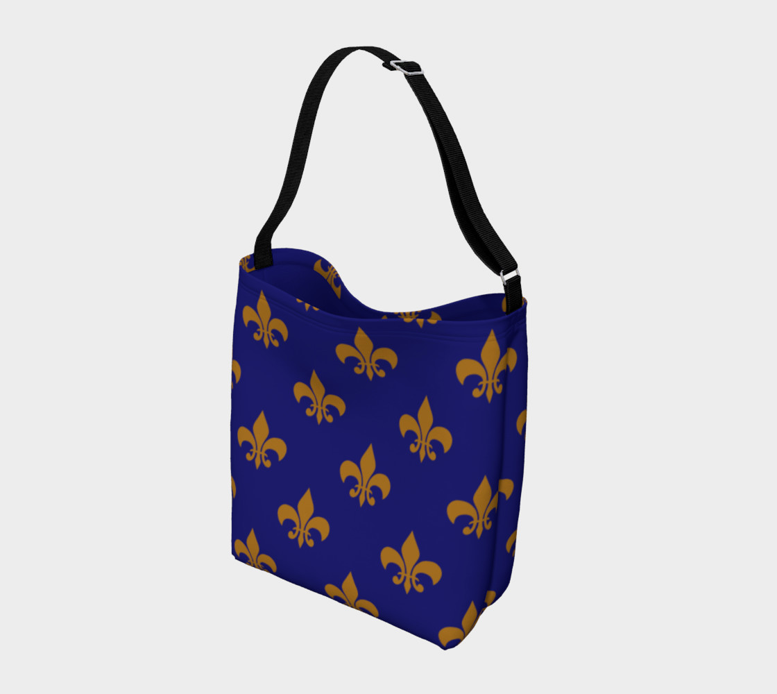 Aperçu de Matte Antique Gold Fleur de Lis on Midnight Blue #2