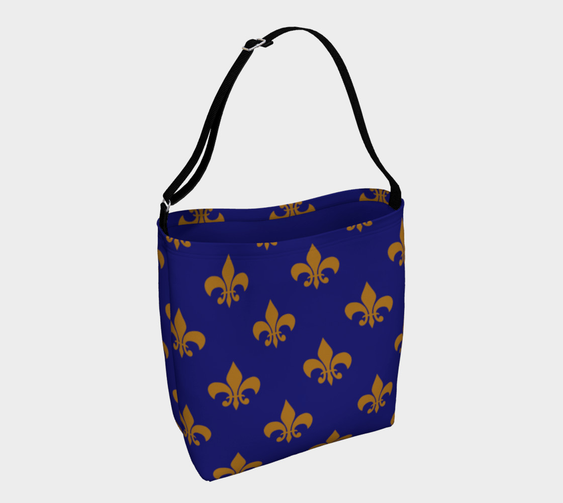 Aperçu de Matte Antique Gold Fleur de Lis on Midnight Blue #1