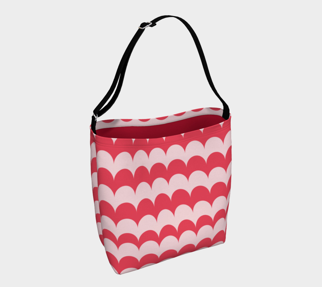 Aperçu de Pink Scallop Print Tote Bag #1