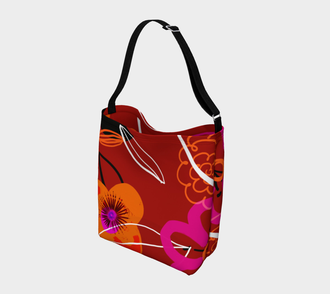Warm red and orange Poppy Stretchy Tote Bag preview #2