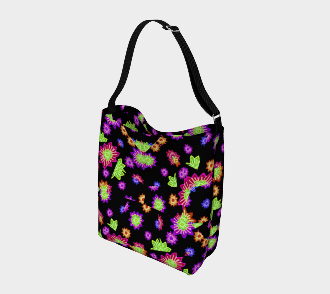 Aperçu de Dark Multicolored Stylized Floral Pattern Bag #2