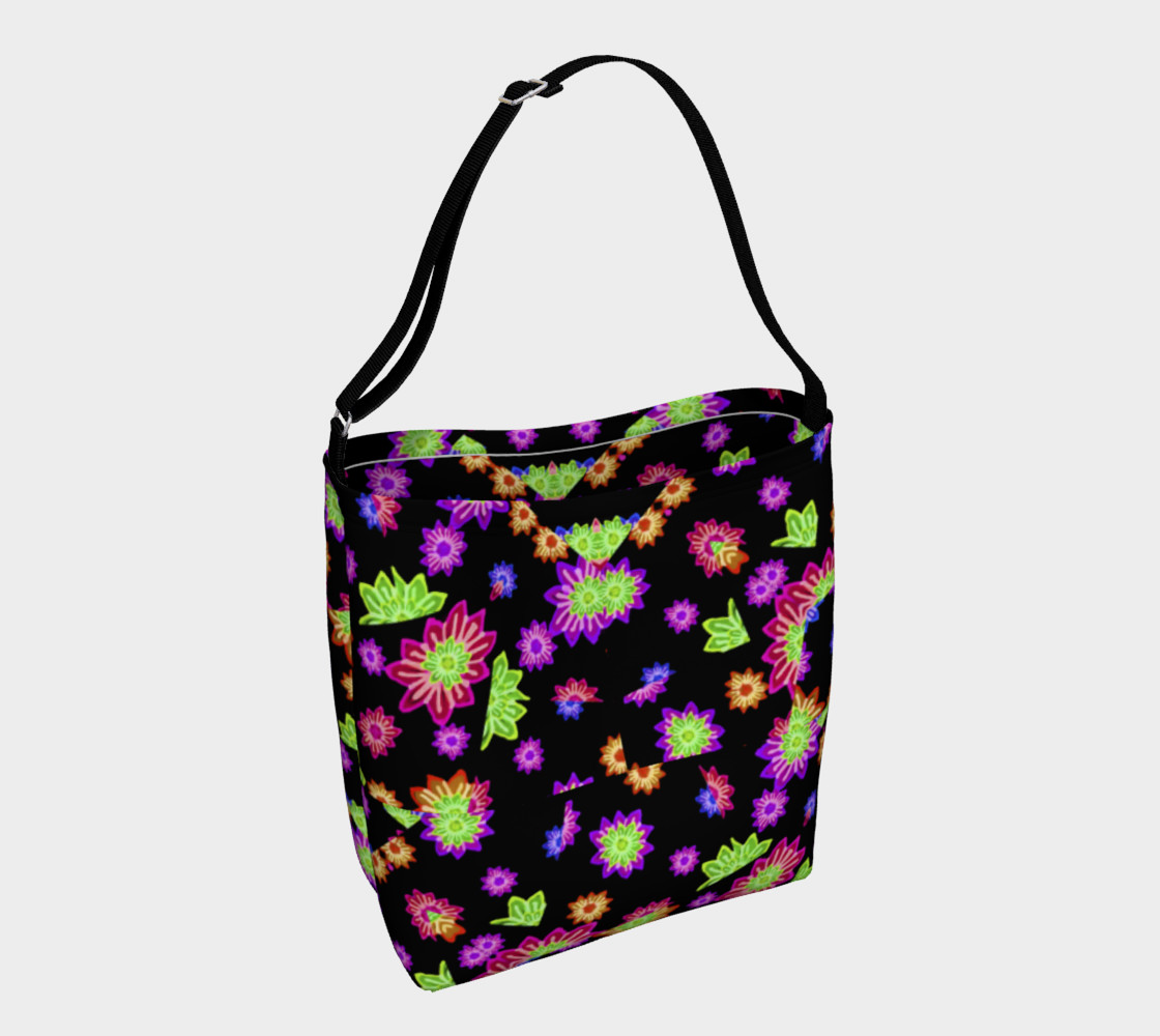 Dark Multicolored Stylized Floral Pattern Bag Miniature #2