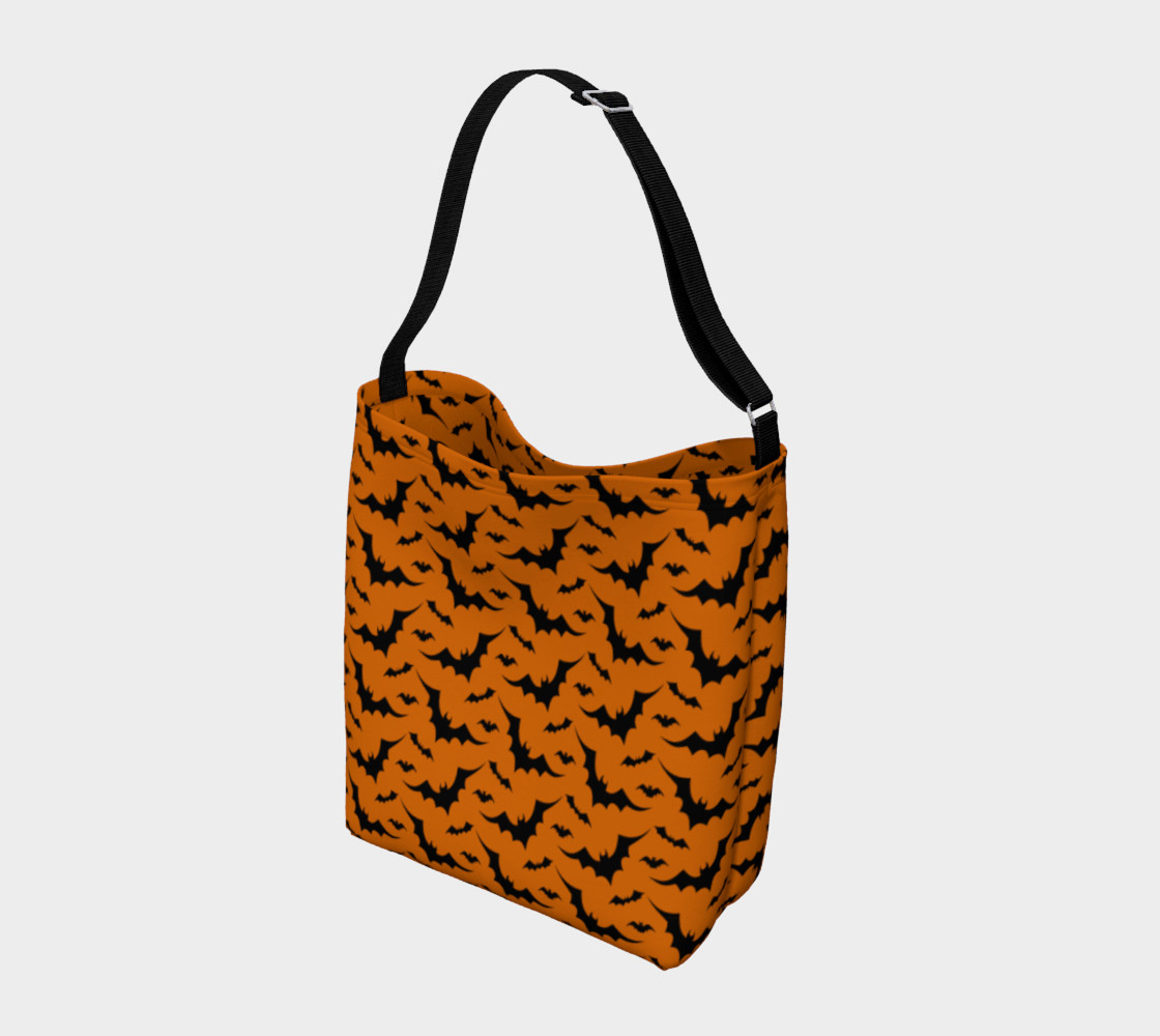 Halloween Bat Print Day Bag Tote by Vintique Custom Design © preview #2