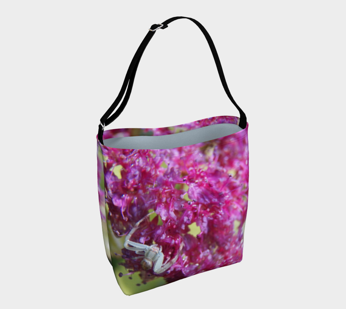 Pink Spirea and Green Crab Spider Day Tote Miniature #2