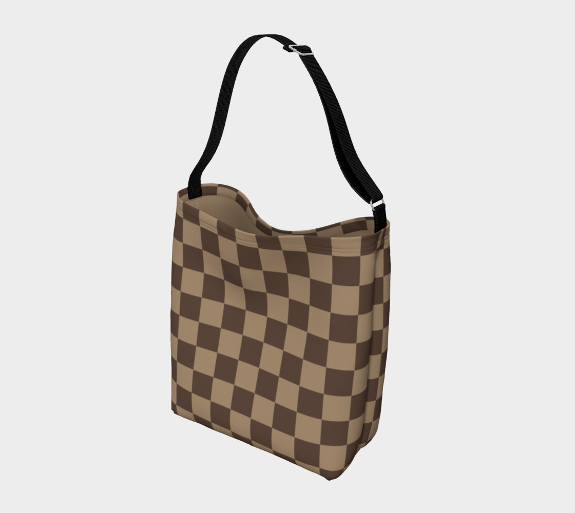 Brown Checkered Day Tote for Women preview #2