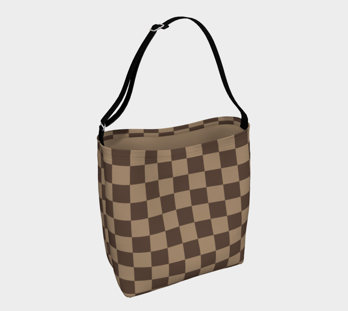 Brown Checkered Day Tote for Women preview #1