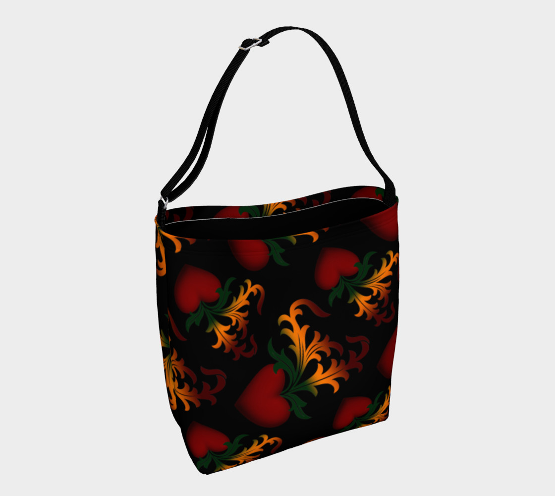 Flourish Hearts On Black Day Tote 3D preview