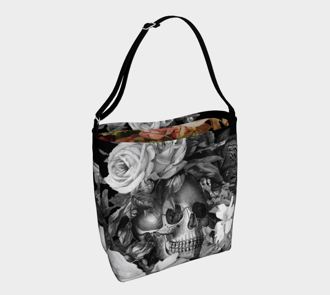 Skull Floral Day Tote 3D preview