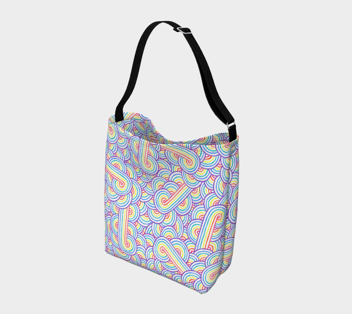 Rainbow and white swirls doodles Day Tote preview #2