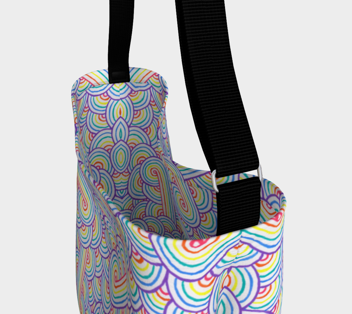 Rainbow and white swirls doodles Day Tote preview #3
