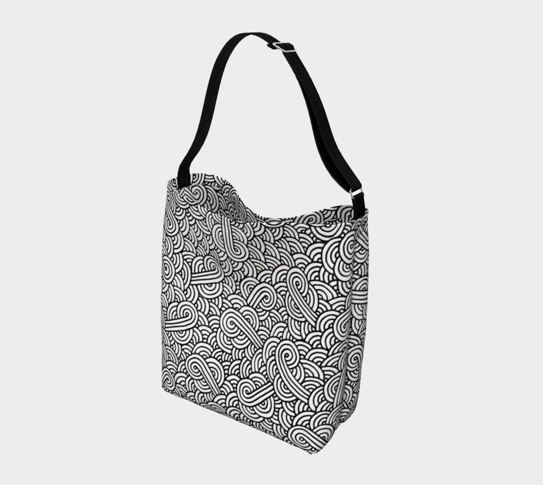 Aperçu de Black and white swirls doodles Day Tote #2