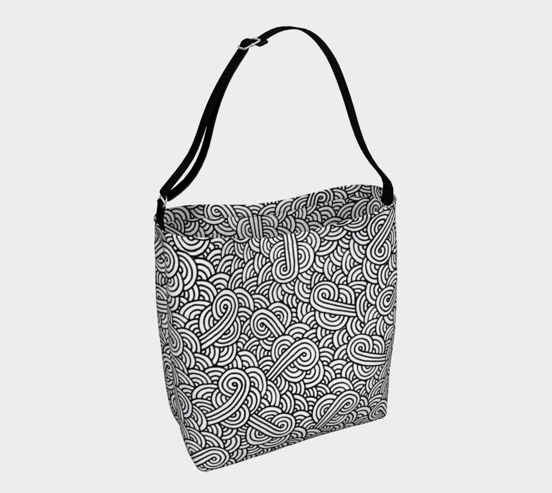 Aperçu de Black and white swirls doodles Day Tote #1