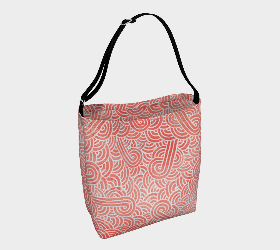 Peach echo and white swirls doodles Day Tote 3D preview