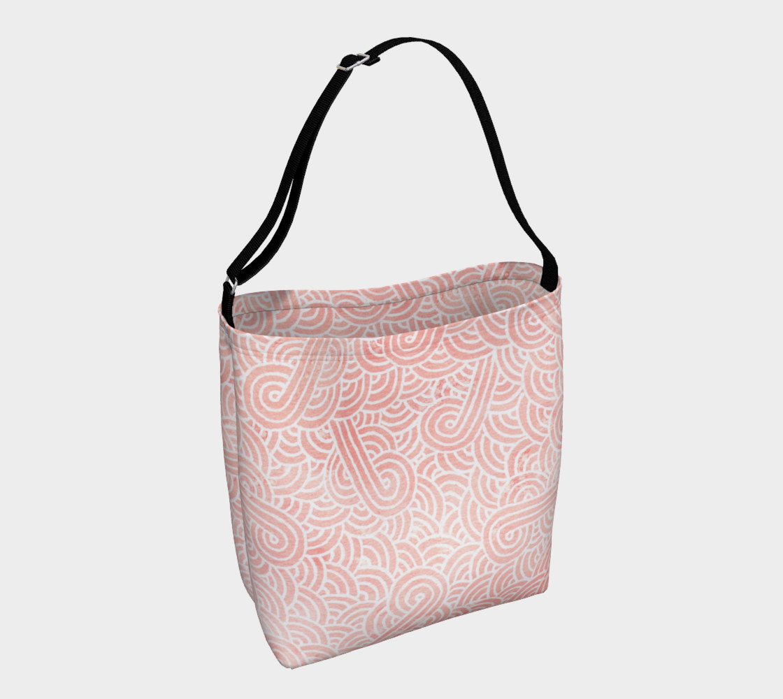 Rose quartz and white swirls doodles Day Tote preview #1