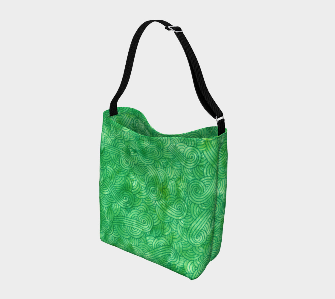 Green swirls doodles Day Tote Miniature #3