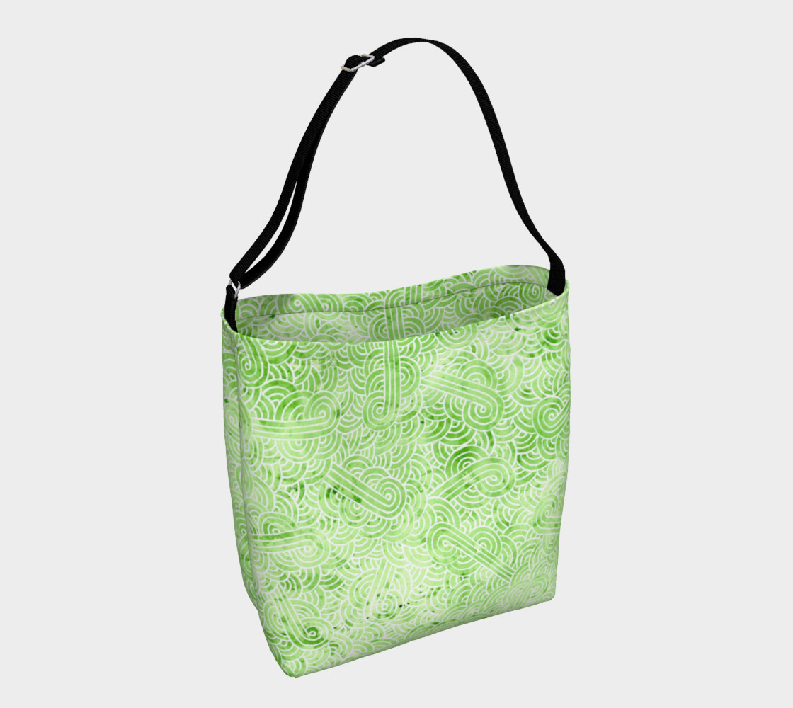 Greenery and white swirls doodles Day Tote preview #1