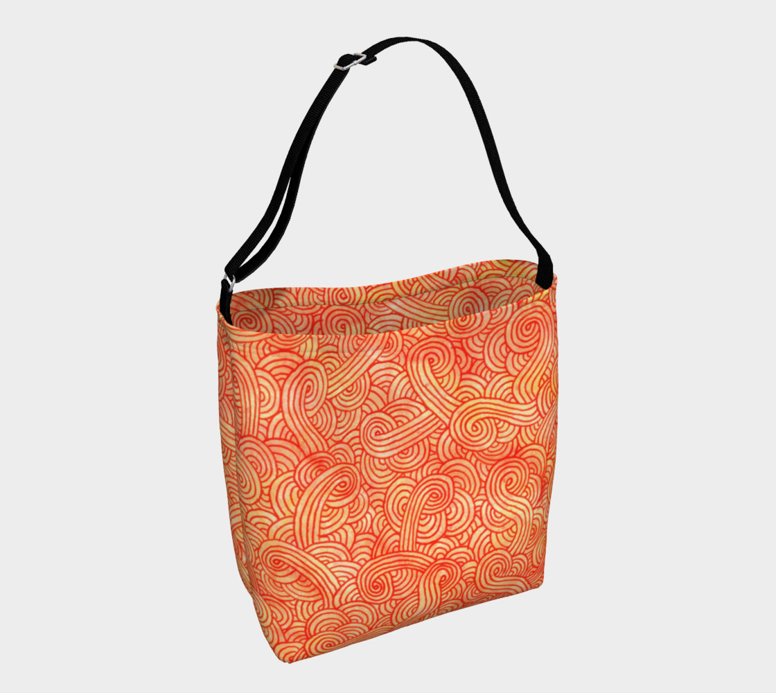 Orange and red swirls doodles Day Tote preview #1