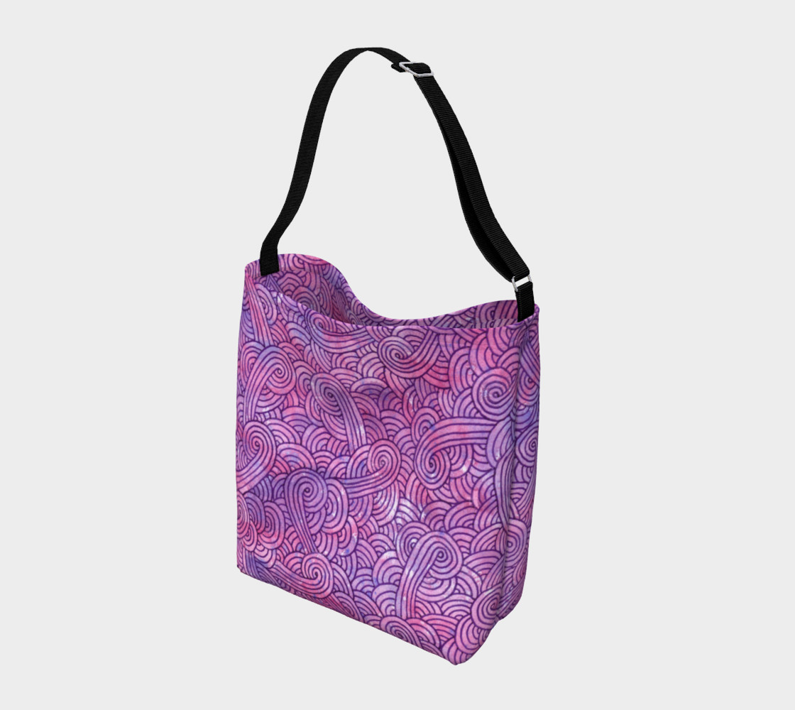 Neon purple and pink swirls doodles Day Tote preview #2
