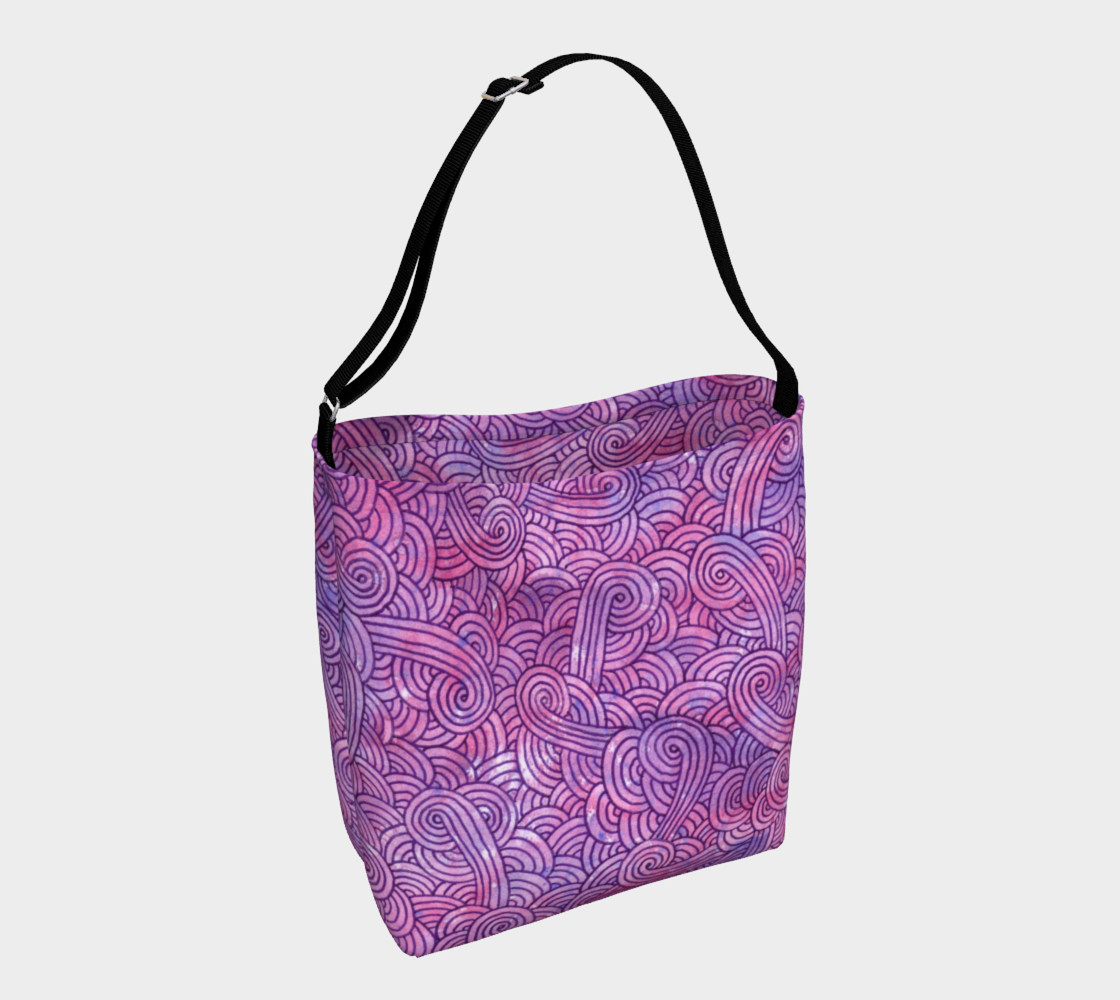 Neon purple and pink swirls doodles Day Tote preview #1