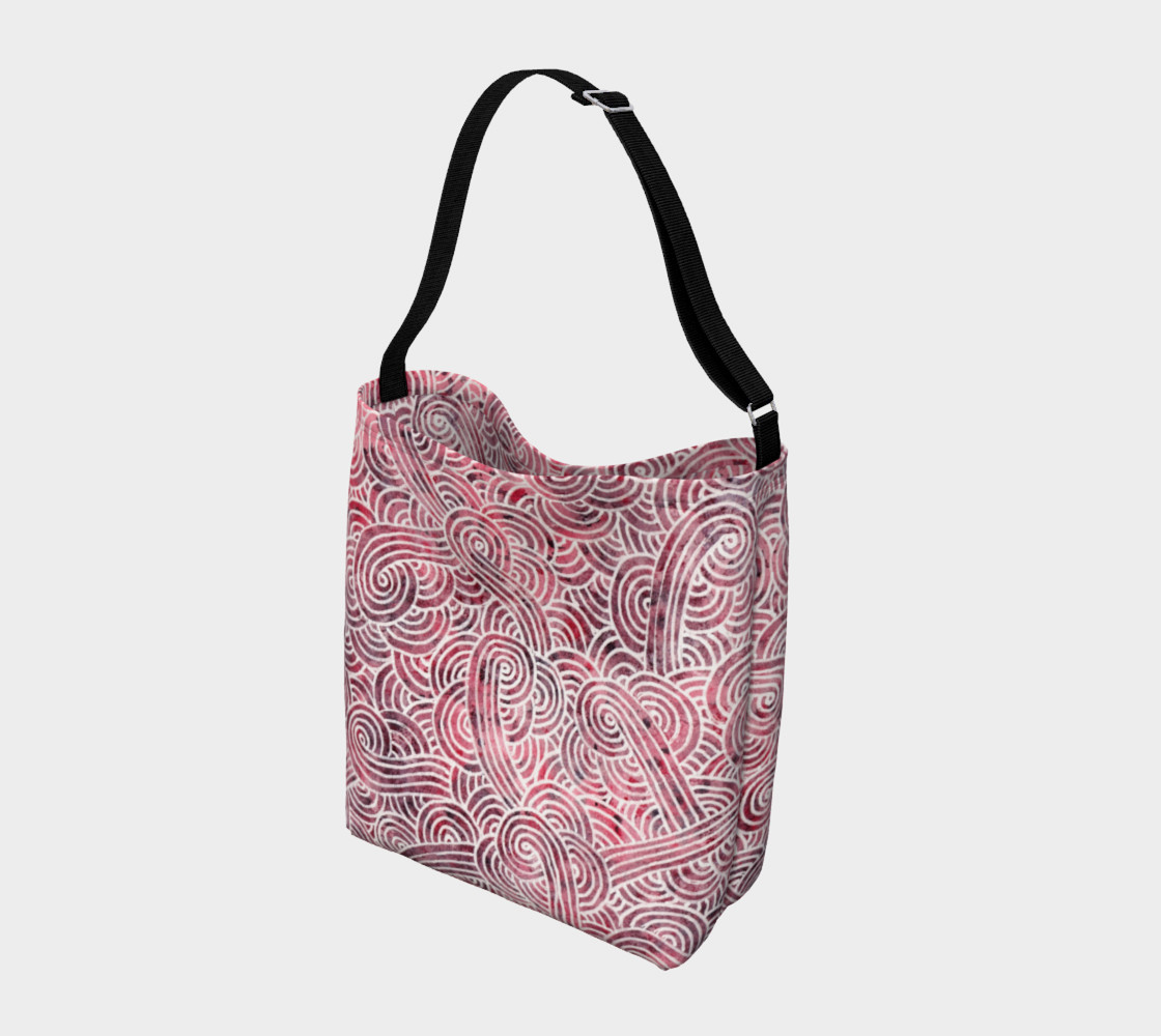 Red and white swirls doodles Day Tote preview #2