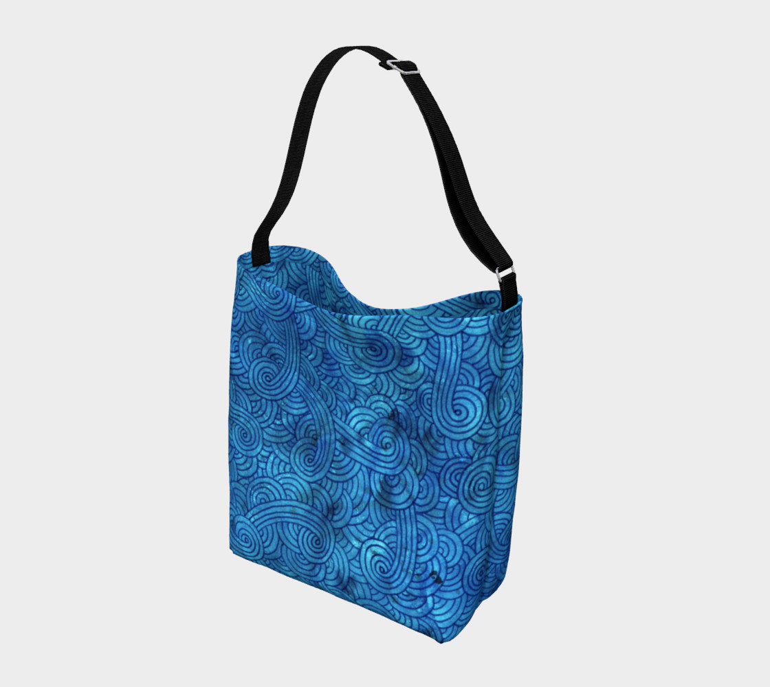 Aperçu de Turquoise blue swirls doodles Day Tote #2