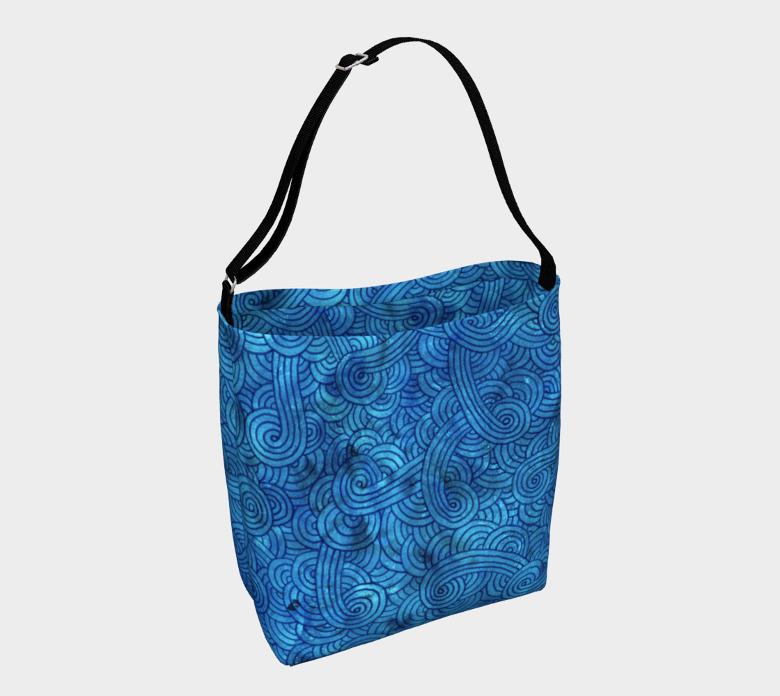 Aperçu de Turquoise blue swirls doodles Day Tote #1