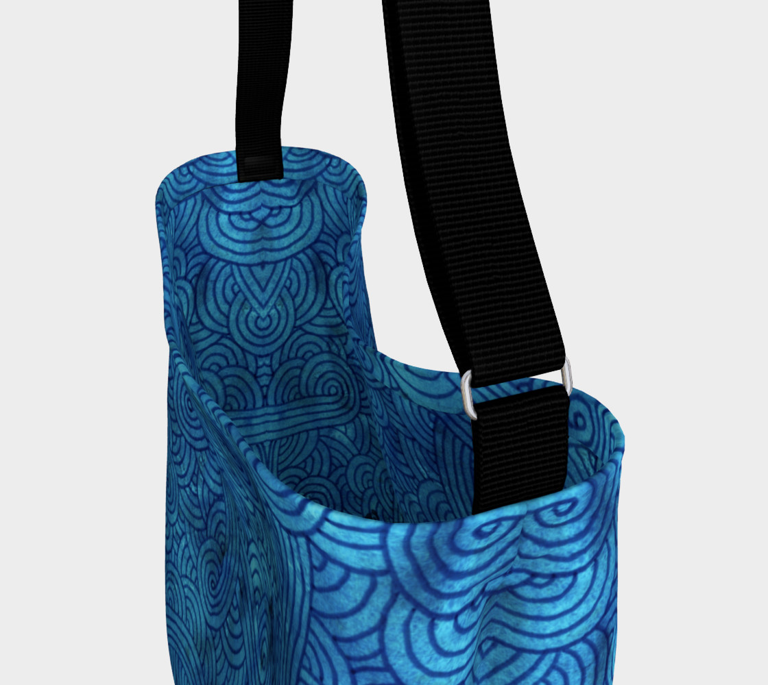 Aperçu de Turquoise blue swirls doodles Day Tote #3