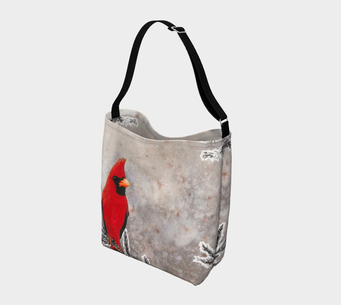 The red cardinal in winter Day Tote thumbnail #3