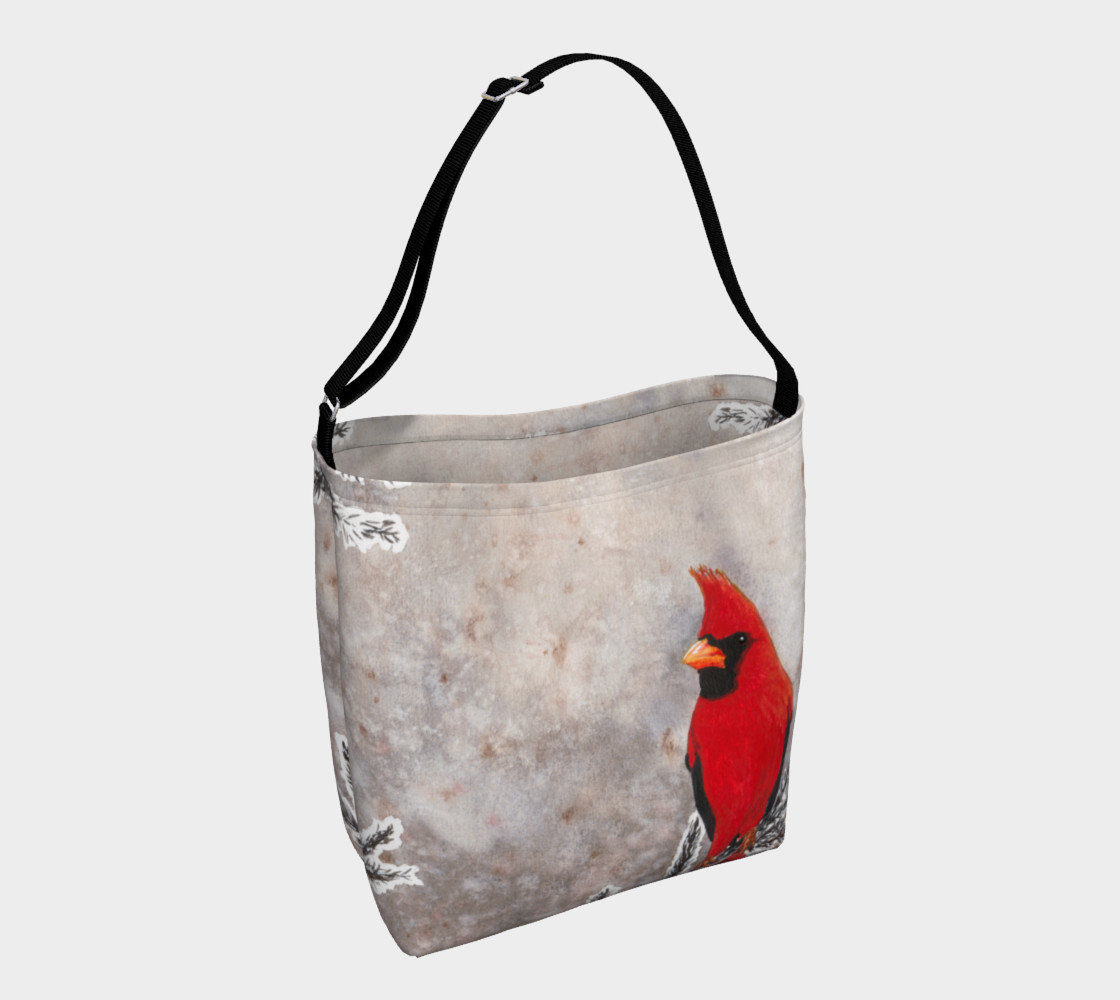 The red cardinal in winter Day Tote thumbnail #2