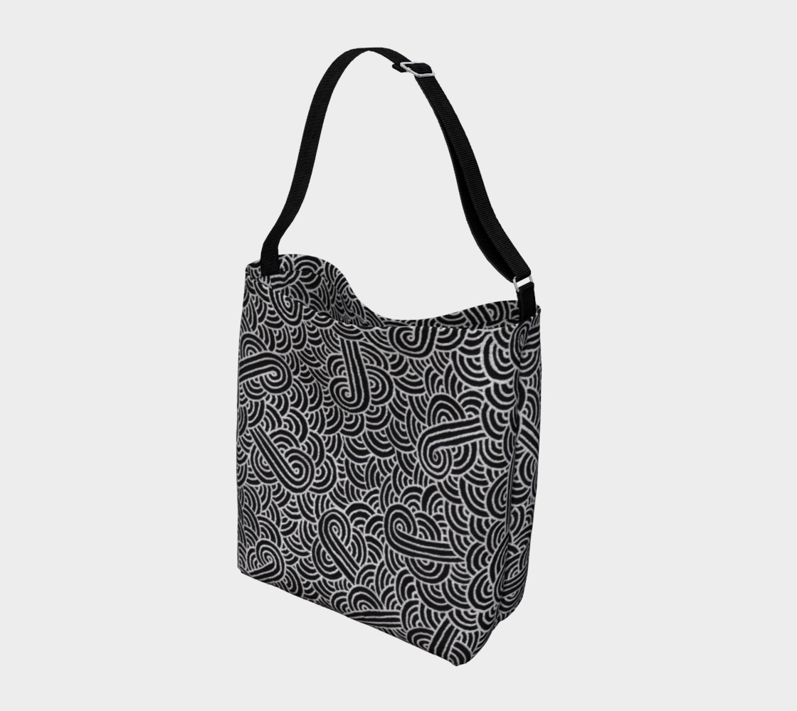 Faux silver and black swirls doodles Day Tote preview #2