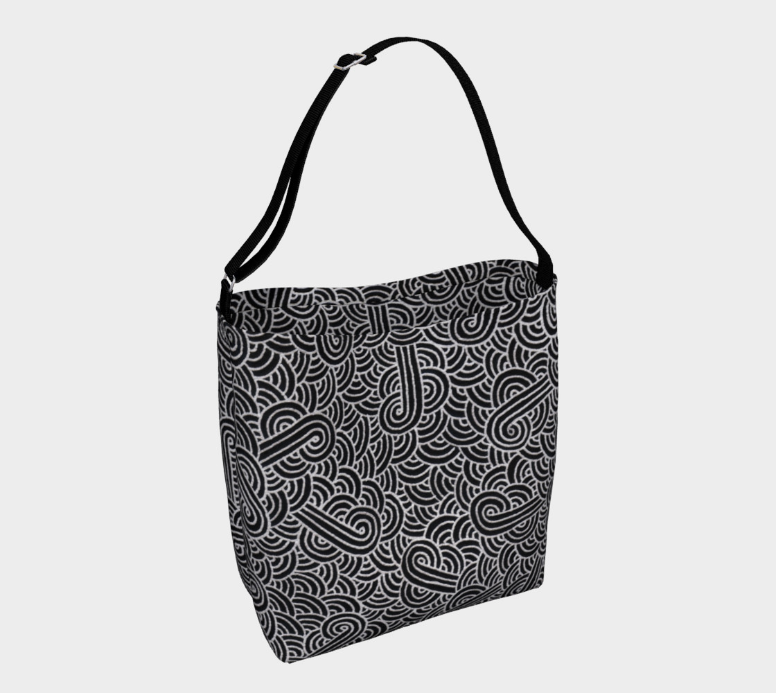 Faux silver and black swirls doodles Day Tote preview #1