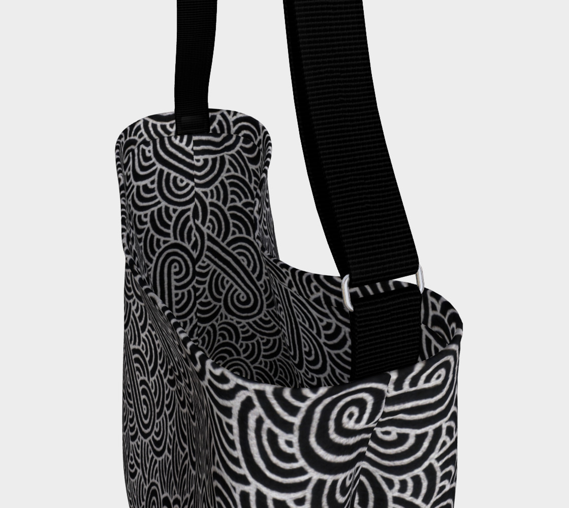 Faux silver and black swirls doodles Day Tote preview #3