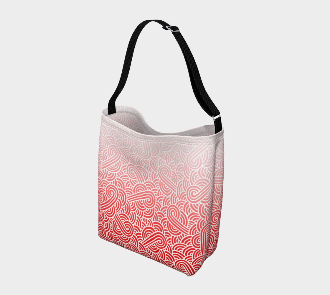 Ombre red and white swirls doodles Day Tote preview #2