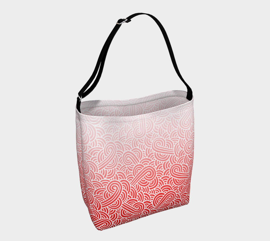 Ombre red and white swirls doodles Day Tote 3D preview