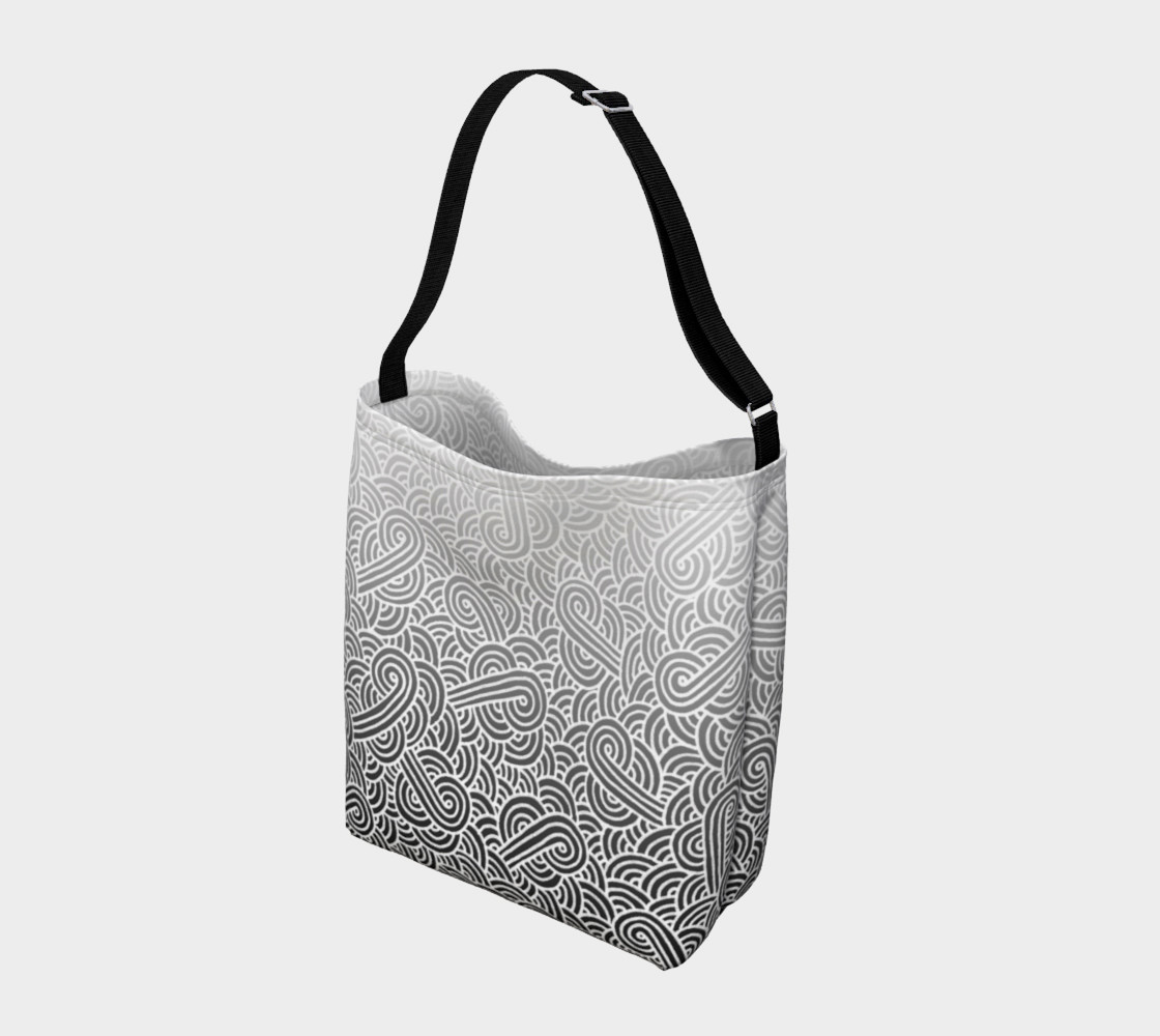 Ombre black and white swirls doodles Day Tote preview #2