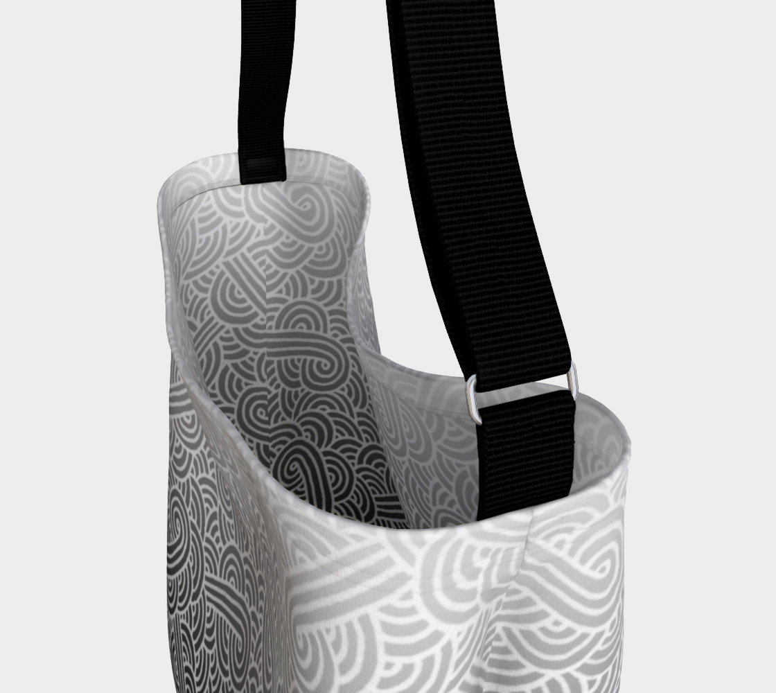 Ombre black and white swirls doodles Day Tote preview #3