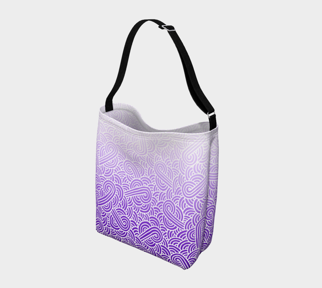 Ombre purple and white swirls doodles Day Tote thumbnail #3