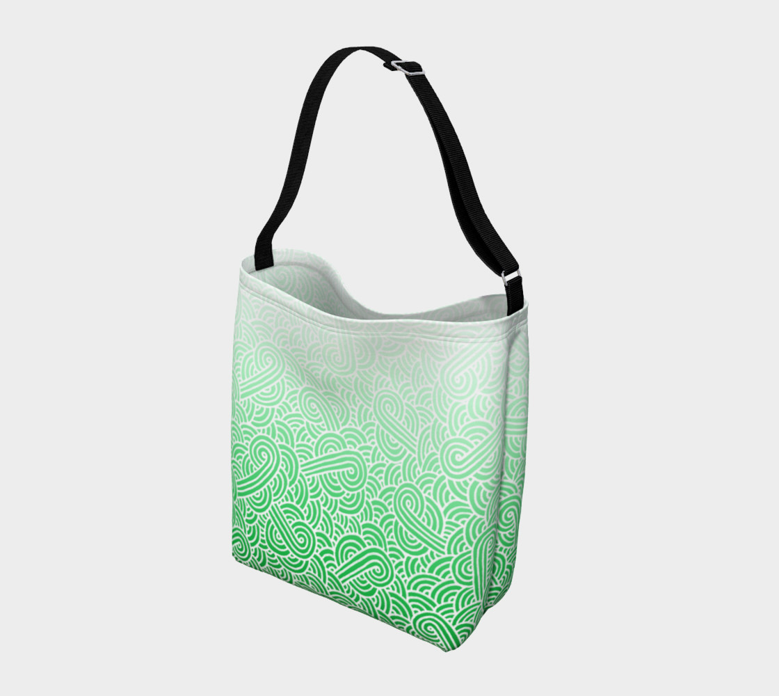 Ombre green and white swirls doodles Day Tote preview #2