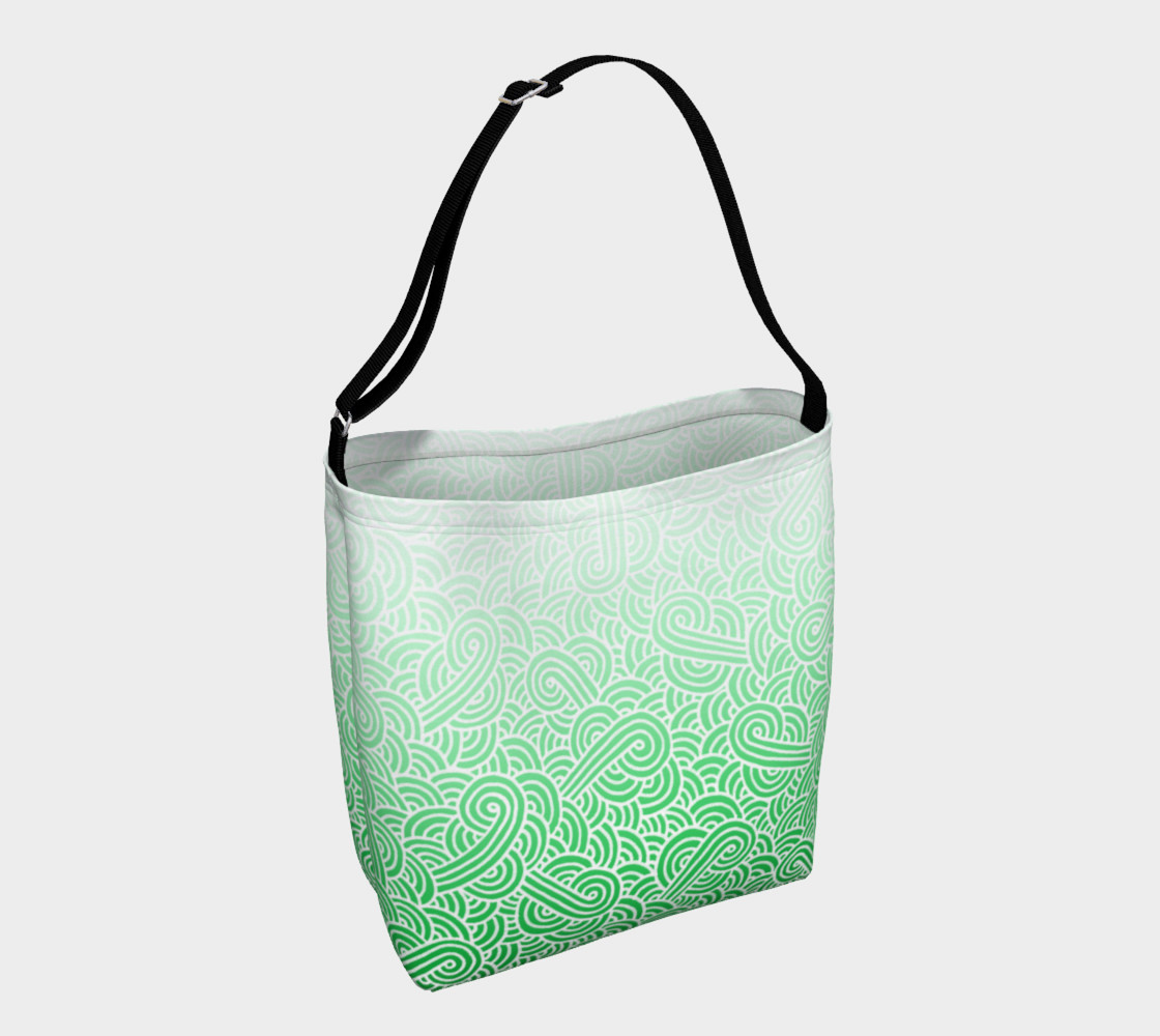 Ombre green and white swirls doodles Day Tote preview #1