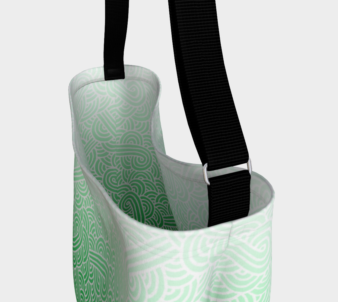 Ombre green and white swirls doodles Day Tote preview #3