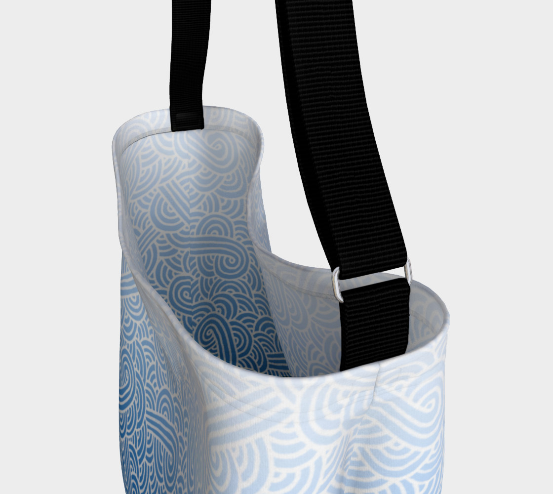 Ombre blue and white swirls doodles Day Tote preview #3