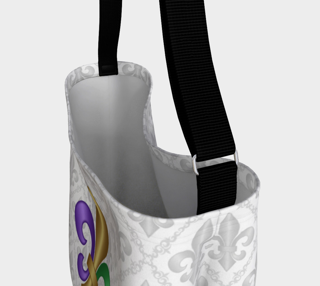 Purple Green Gold Fleur-de-Lis on Gray Pattern preview #3