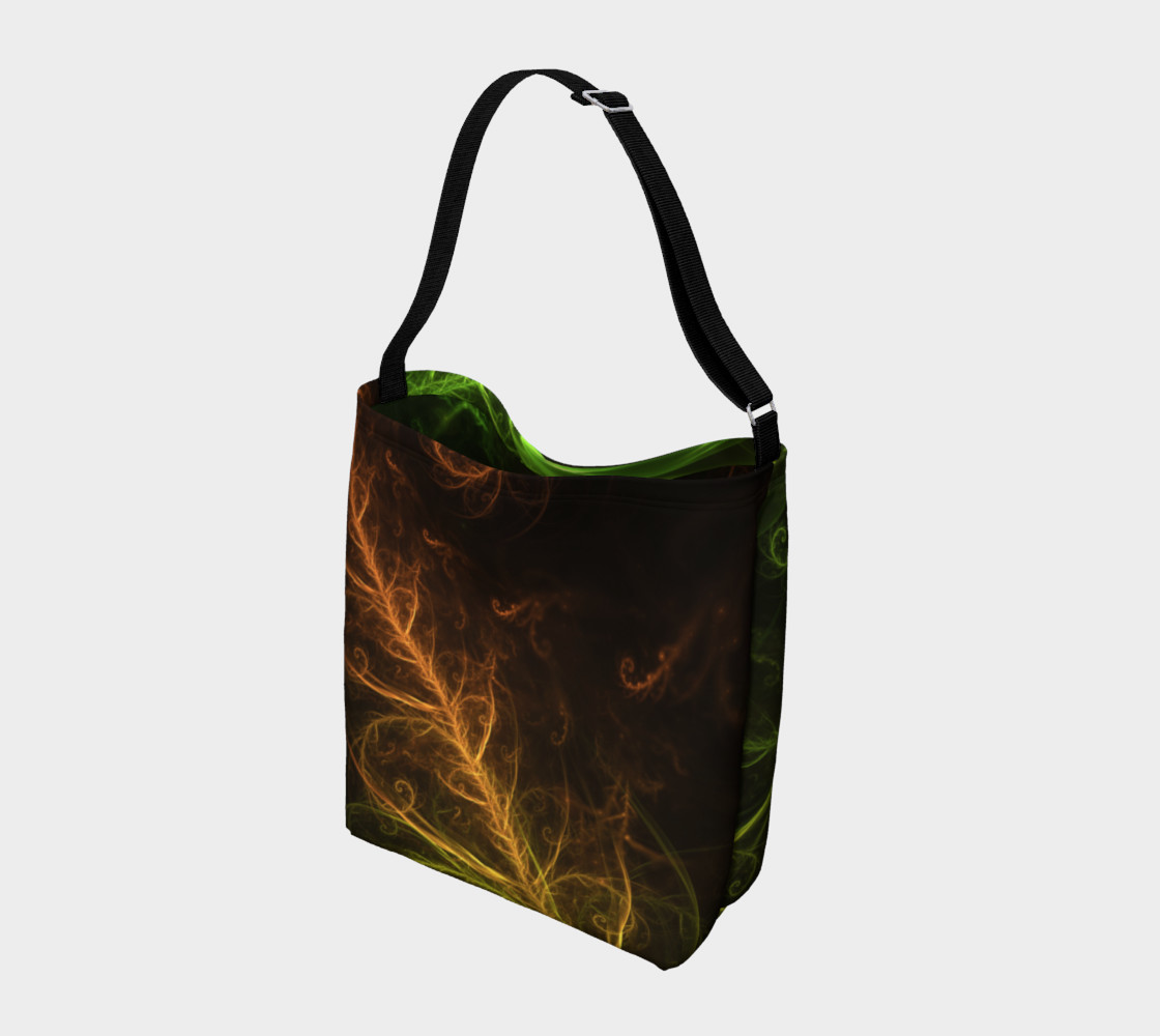 Aperçu de Day Tote Bag with a Fractal Hybrid of Guzmania Tuti Fruitti and Ferns #2