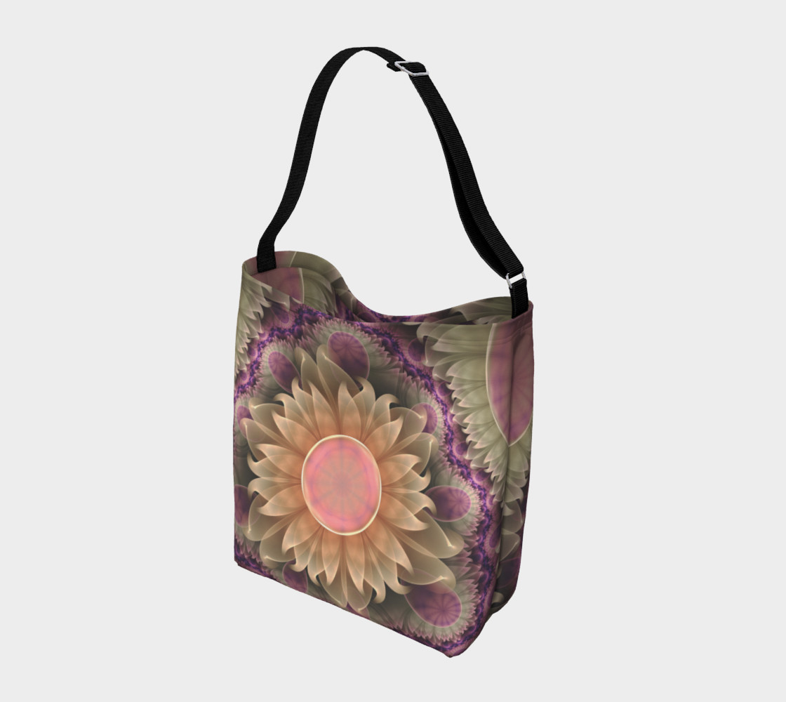 Aperçu de Tote Bag with a Pastel Pearl Lotus Garden of Fractal Dahlia Flowers #2